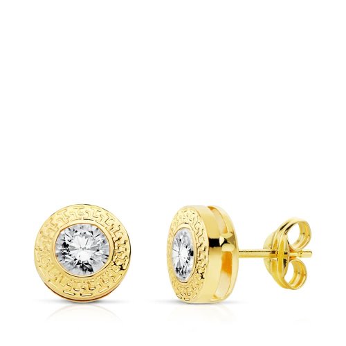 Pendientes de oro amarillo chaton
